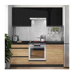 Kuchynská linka MARINA 180 cm dub craft/lesklá čierna Brick 180 černá lesk/craft vyobraziť