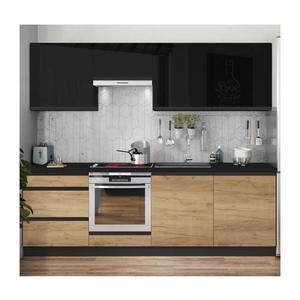 Kuchynská linka MARINA 240 cm dub craft/lesklá čierna Brick 240 dub/černá lesk vyobraziť