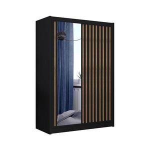 Šatníková skriňa so zrkadlom SANTINO 150x215 cm čierna/dub craft LADDER 150 Czarny/Lamele dąb craft vyobraziť