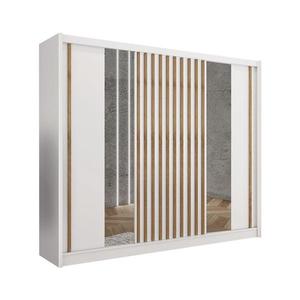 Šatníková skriňa so zrkadlom SANTINO 250x215 cm biela/dub craft LADDER 250 Biały/Lamele Dąb craft vyobraziť