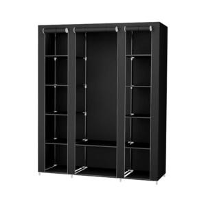 Látková úložná skriňa s policami a vešiakovou tyčou MATIS 150x175 cm čierna LSF03H vyobraziť