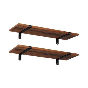 Sada 2x nástenných políc SHELFY hnedá/čierna LWS04NB vyobraziť