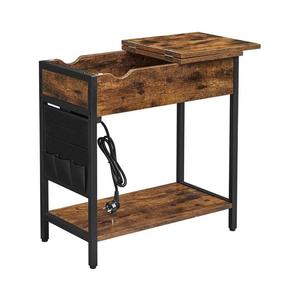 Odkladací stolík so zabudovanými zásuvkami a USB portami ELDUR hnedá/čierna LET311B01 vyobraziť