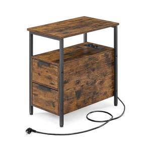 Odkladací stolík ROD so vstavanými zásuvkami a USB portami hnedá/čierna LET325B01 vyobraziť