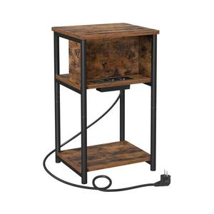 Odkladací stolík s vstavanými zásuvkami a USB portami ROD hnedá/čierna LET375B01 vyobraziť