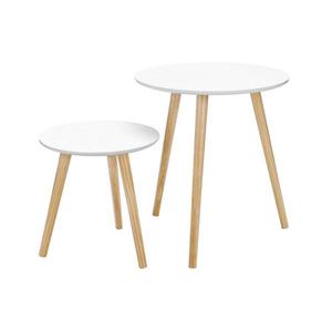 Súprava 2 ks odkladacích stolíkov SERA, biela/hnedá LET07WN vyobraziť