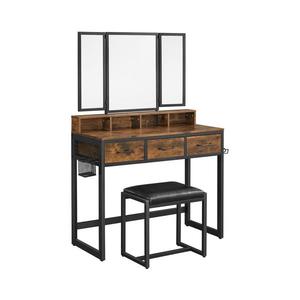 Toaletný stolík s taburetom 28, 6x42 cm FLORA hnedá/čierna RVT004B01V1 vyobraziť