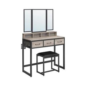 Toaletný stolík s taburetom 28, 6x42 cm FLORA sivá/čierna RVT004B02V1 vyobraziť