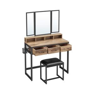 Toaletný stolík s taburetkou 28, 6x42 cm FLORA hnedá/čierna RVT004B50 vyobraziť