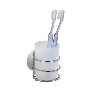 WENKO 18779100-Pohárik na zubné kefky TURBO-LOC RUND STAHL 7, 5x9 cm lesklý chróm/biela 18779100 vyobraziť