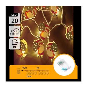 B.V. - LED vianočný reťazec 20× LED / 3× AA, 3 m, teplá biela, Santa Claus B10303Q71 vyobraziť