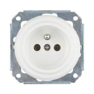 Bohemia-Design - Porcelánová retro domová zásuvka bez rámčeka 250V/16A biela 12357557 vyobraziť