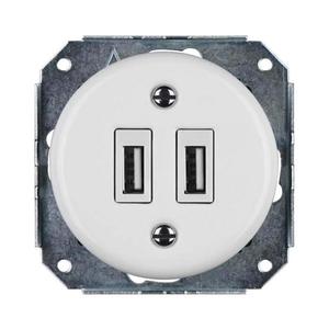Bohemia-Design -Porcelánová retro USB napájacia zásuvka bez rámu 2x USB-A biela 12359364 vyobraziť