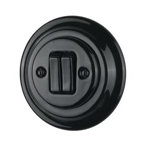 Bohemia-Design - Porcelánový retro dvojitý vypínač s rámikom č. 6+6 čierny 12359370 vyobraziť