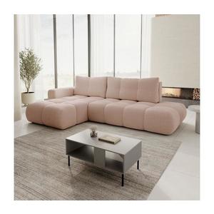 Rozkladacia rohová čalúnená sedacia súprava v tvare L s úložným priestorom ALMADA ľavá ružová 8590828023807 vyobraziť