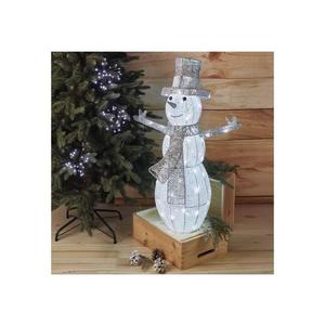 Lighting LED vianočný snehuliak ratanový 82 cm vnútorný studená biela časovač vyobraziť