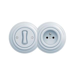 lap - Retro jednopólový vypínač č. 1 a zásuvka 230 V s rámčekom modrá 2xKA0026+KA0019+KA0024 vyobraziť