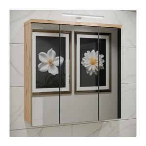 Nástenná kúpeľňová skrinka so zrkadlom VENOM zelená/dub artisan VERH13NB-M888 vyobraziť