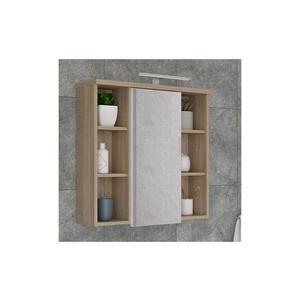 Nástenná kúpeľňová skrinka so zrkadlom VENOM biela/dub sonoma VERH11NB-Q34 vyobraziť