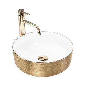 REA-U6630 - Umývadlo na dosku SAMI priemer 36 cm keramika/biela/brúsené zlato REA-U6630 vyobraziť