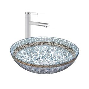 REA-U0267 - Umývadlo na dosku ARTE, priemer 40 cm, keramika s ornamentálnym vzorom REA-U0267 vyobraziť