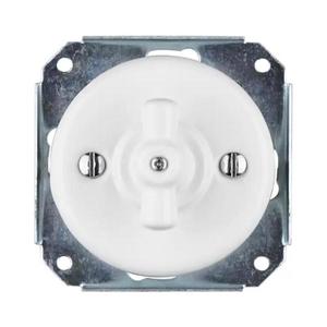 Bohemia-Design - Porcelánový retro otočný vypínač bez rámčeka č. 1 biela 12357549 vyobraziť