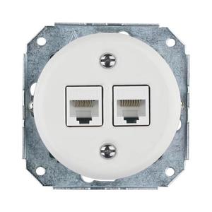 Bohemia-Design -Porcelánová retro ethernetová zásuvka bez rámčeka 2x CAT.5E biela 12359363 vyobraziť
