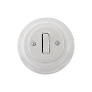 Bohemia-Design - Porcelánový retro jednopólový vypínač s rámčekom č. 1 biely 12357544 vyobraziť