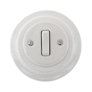 Bohemia-Design - Retro jednoduchý porcelánový zvonkový vypínač s rámčekom, biely 12357551 vyobraziť