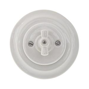 Bohemia-Design - Porcelánový retro otočný vypínač s rámčekom č. 7, biely 12357547 vyobraziť