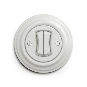 lap - Retro dvojitý vypínač s bielym rámčekom KA0007+KA0093 vyobraziť