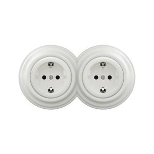 lap - Dvojitá retro zásuvka do domácnosti s rámikom SCHUKO 230V/16A biela 2xKA0008+2xKA0106 vyobraziť