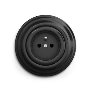 lap - Retro domová zásuvka s rámčekom 230 V čierna KA0016+KA0015 vyobraziť