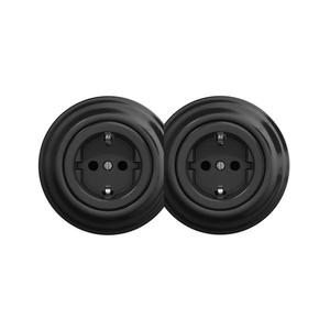 lap - Dvojitá retro domová zásuvka s rámikom SCHUKO 230 V čierna 2xKA0017+2xKA0107 vyobraziť