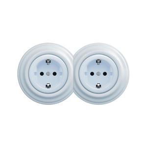 lap - Dvojitá retro domová zásuvka so rámčekom SCHUKO 230V modrá 2xKA0026+2xKA0108 vyobraziť