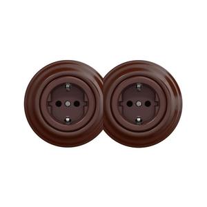 lap - Dvojitá retro domová zásuvka s rámčekom SCHUKO 230V hnedá 2xKA0035+2xKA0109 vyobraziť
