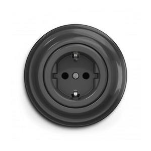 lap - Retro domová zásuvka s rámikom SCHUKO 230 V/16 A antracit KA0043+KA0110 vyobraziť