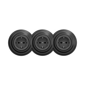 lap - Trojitá retro domová zásuvka s rámikom SCHUKO 230 V, antracitová KA0045+2xKA0044+3xKA0110 vyobraziť