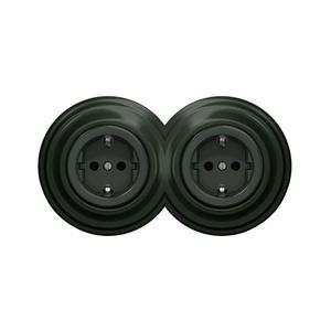 lap - Dvojitá retro zásuvka do domu s rámčekom SCHUKO 230V zelená 2xKA0062+2xKA0112 vyobraziť