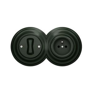 lap - Retro jednopolový vypínač č. 1 a zásuvka 230V s rámčekom zelená 2xKA0062+KA0055+KA0060 vyobraziť