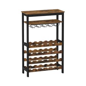 Viacúčelový regál na víno a poháre NAVARO hnedá/čierna KWR028B01 vyobraziť