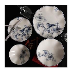 Jedálna súprava 24 ks biela/modrá/porcelán 387GRP1258 vyobraziť