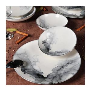 24-dielna jedálenská sada, biela/čierna, porcelán 387GRP1243 vyobraziť