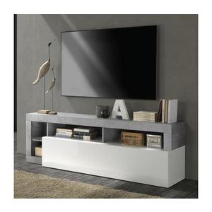 MC Akcent Televízny stolík LENOR – biely/šedý s betónovým vzhľadom 209030-01CE vyobraziť