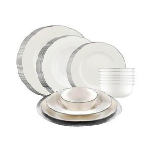 24-dielna jedálenská súprava, biela/strieborná, porcelán 710KTP3437 vyobraziť