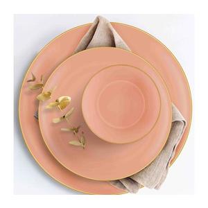 24-dielna jedálenská súprava, lososová so zlatými akcentmi, z keramiky 742TMA3322 vyobraziť