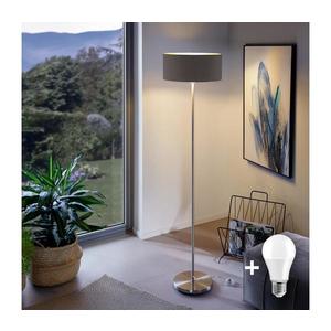 LED stojacia lampa TUNJA 1xE27/20W/230V priemer 38 cm matný chróm/hnedá 1xSA2188+1xEG32474 vyobraziť