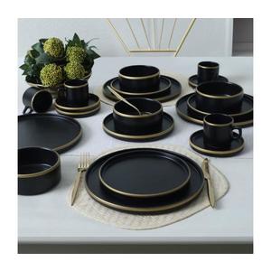 Jedálenská súprava 20 ks čierna/zlatá/kamenina 275KRM2511 vyobraziť