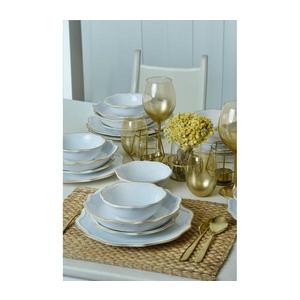 Jedálenská súprava 24 ks, biela/zlatá, kamenina 275KRM2222 vyobraziť