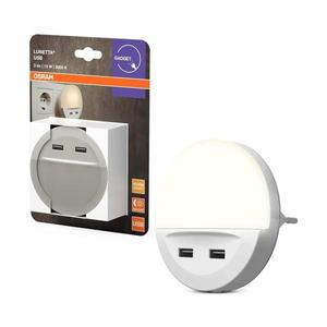 Osram - LED Nočné svietidlo do zásuvky so snímačom LUNETTA 2xUSB LED/13W/230V 4099854530753 vyobraziť